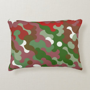 Groovy Funky Retro Boho Red and Green Christmas Decorative Cushion