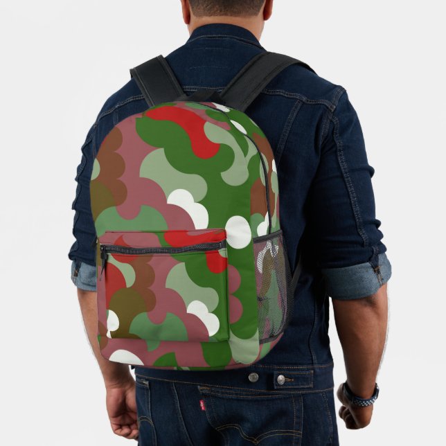 Groovy Funky Retro Boho Red and Green Christmas Printed Backpack (Insitu (Model))