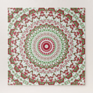 Groovy Funky Tie Dye Christmas Boho Hippie Mandala Jigsaw Puzzle
