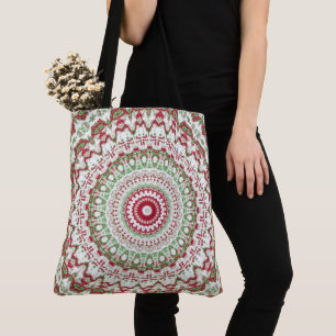 Groovy Funky Tie Dye Christmas Boho Hippie Mandala Tote Bag