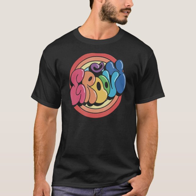 Groovy Funky Vintage Rainbow Circle T-Shirt (Front)