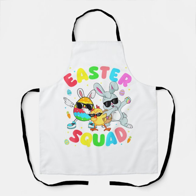 Groovy Funny Rabbit Egg Chick Easter Squad Day Men Apron (Front)