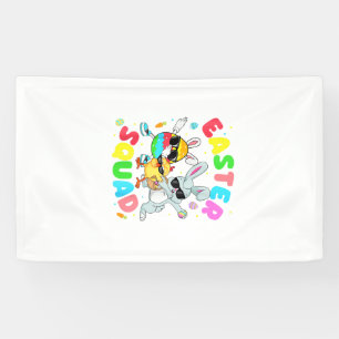 Groovy Funny Rabbit Egg Chick Easter Squad Day Men Banner
