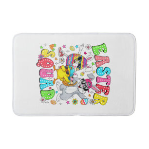 Groovy Funny Rabbit Egg Chick Easter Squad Day Men Bath Mat