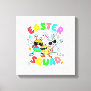Groovy Funny Rabbit Egg Chick Easter Squad Day Men Canvas Print