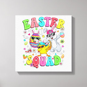 Groovy Funny Rabbit Egg Chick Easter Squad Day Men Canvas Print
