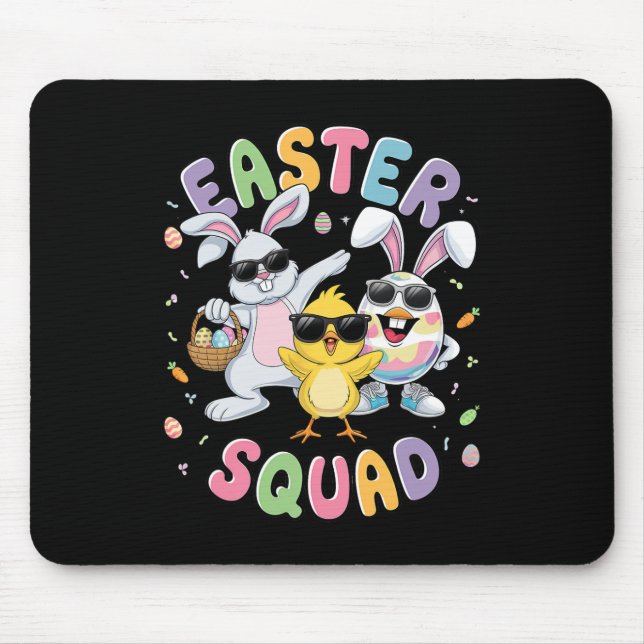 Groovy Funny Rabbit Egg Chick Easter Squad Day Men Mouse Pad (Front)