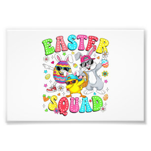 Groovy Funny Rabbit Egg Chick Easter Squad Day Men Photo Print