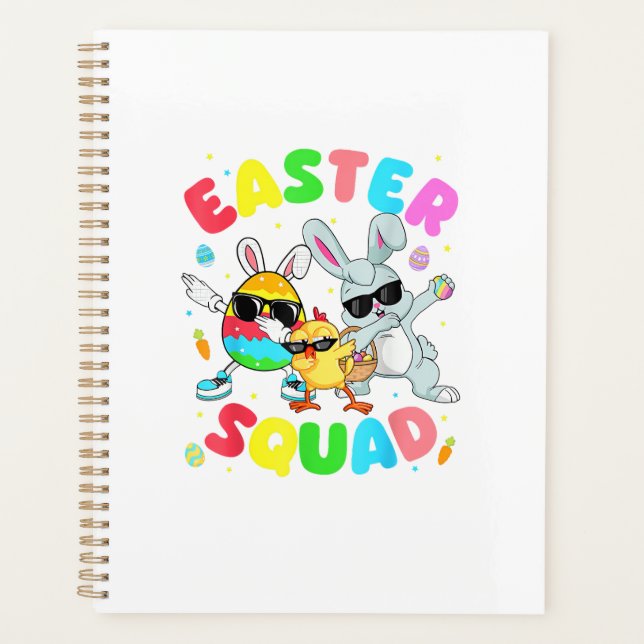 Groovy Funny Rabbit Egg Chick Easter Squad Day Men Planner (Front)
