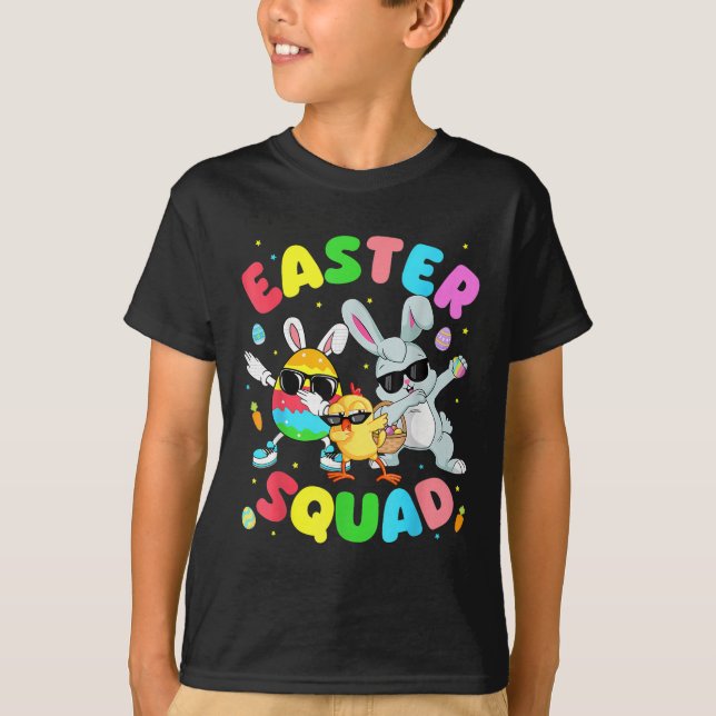 Groovy Funny Rabbit Egg Chick Easter Squad Day Men T-Shirt (Front)