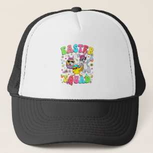 Groovy Funny Rabbit Egg Chick Easter Squad Day Men Trucker Hat