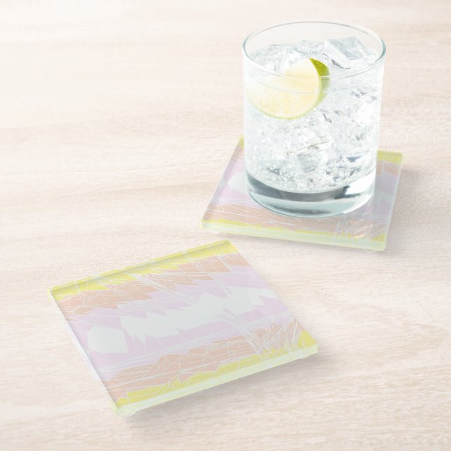 Groovy Geometric Abstract Pangender Pride Flag Glass Coaster (Angled)
