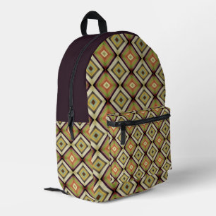 Groovy Geometric Warm Tones Printed Backpack