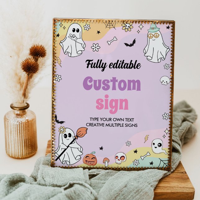 Groovy Ghost Birthday Party Table Sign (Creator Uploaded)