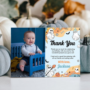 Groovy Ghost Birthday Photo Thank You Card