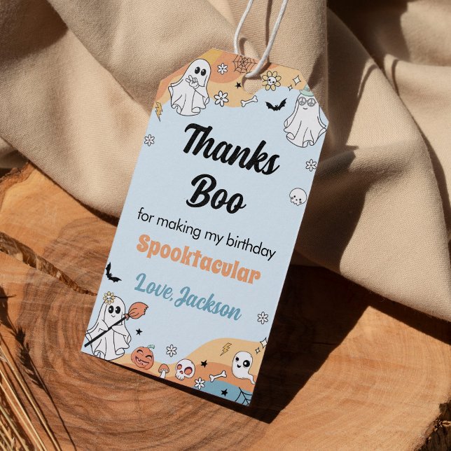 Groovy Ghost Boo Birthday Party Thank You Tag (Creator Uploaded)