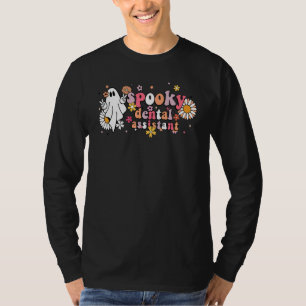 Groovy Ghost Halloween Floral Spooky Dental Assist T-Shirt