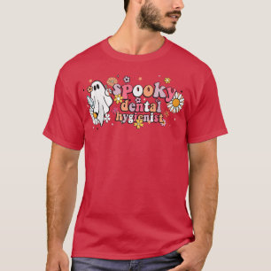 Groovy Ghost Halloween Floral Spooky Dental Hygien T-Shirt