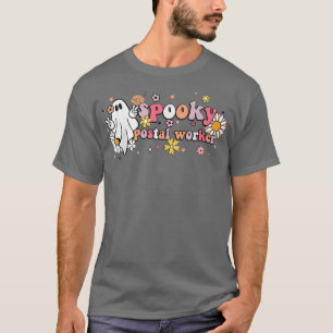 Groovy Ghost Halloween Floral Spooky Postal Worker T-Shirt