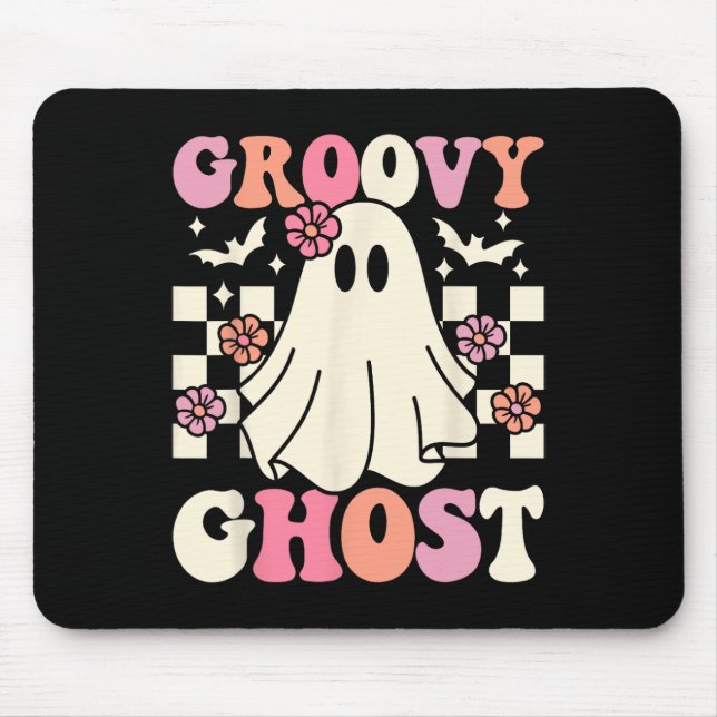 Groovy Ghost Halloween Ghost Costume Retro Groovy  Mouse Pad (Front)