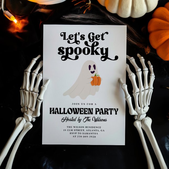 Groovy Ghost Let's Get Spooky Halloween Invitation (Creator Uploaded)