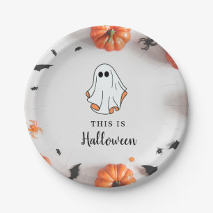 Groovy Ghost retro Halloween  Paper Plate
