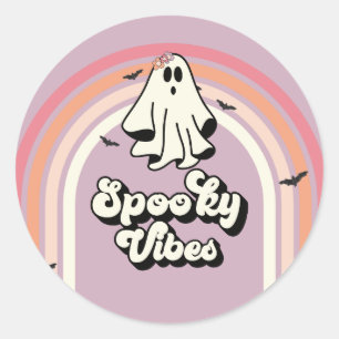 groovy Ghost retro Halloween Spooky Vibes Birthday Classic Round Sticker