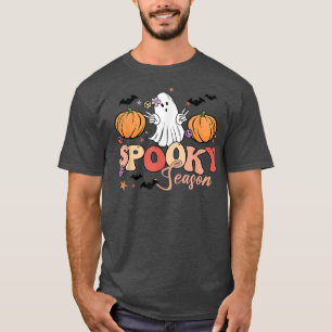 Groovy Ghost Spooky Season Floral Pumpkin Hallowee T-Shirt