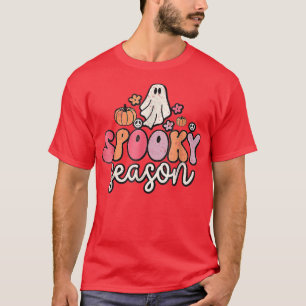Groovy Ghost Spooky Season Retro Halloween Distres T-Shirt