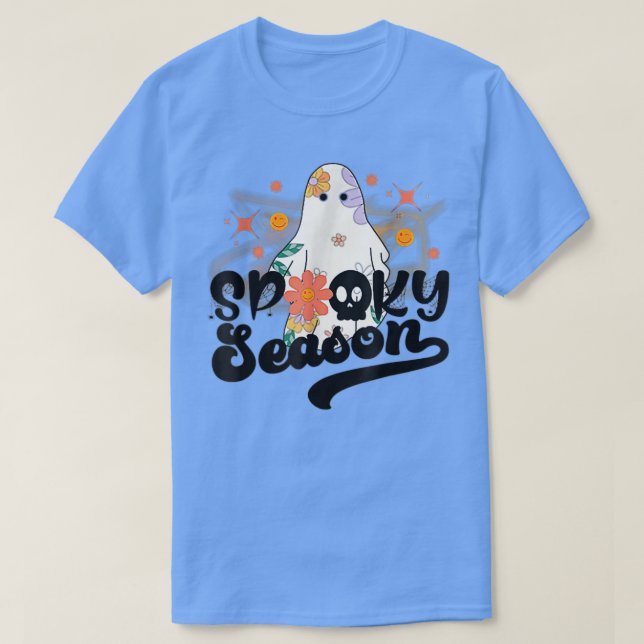 Groovy Ghost Spooky Season Tie Dye Cute Boo Hippie T-Shirt (Design Front)