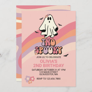 Groovy Ghost Two Spooky Halloween Birthday Invitat Invitation