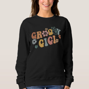 Groovy Gigi Peace Sign Hand Flower Retro Wavy Groo Sweatshirt
