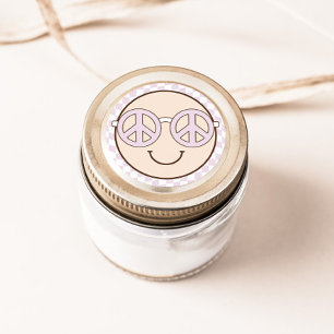 Groovy Girl Checkered Happy Face   Birthday Classic Round Sticker