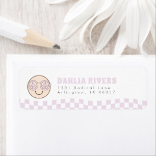 Groovy Girl Checkered Happy Face   Return Address