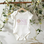 Groovy Girl Chequered Happy Face | 1st Birthday Baby Bodysuit<br><div class="desc">Celebrate your groovy girls very first birthday party with our playful lavender chequered 'ONE RAD CHICK' birthday girl jumper. This design features an easy-to-love happy face with peace sign glasses and lavender wavy chequered patterns.</div>
