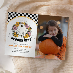 Groovy Girl Halloween Birthday Photo Invitation