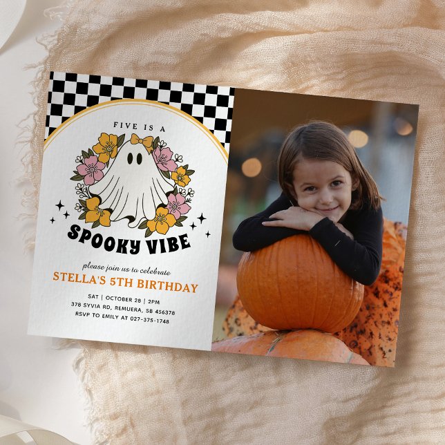 Groovy Girl Halloween Birthday Photo Invitation (Creator Uploaded)