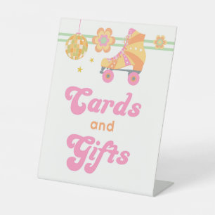 Groovy Girl Roller Skating Party Cards and Gifts Pedestal Sign
