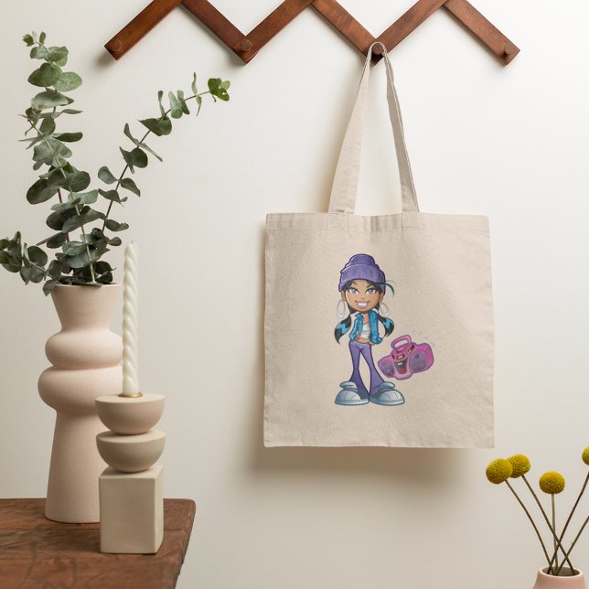 Groovy Girl With A Stereo Tote Bag (Creator Uploaded)