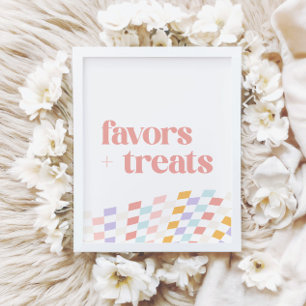 Groovy Girl's Chequered Retro Favours and Treats Poster