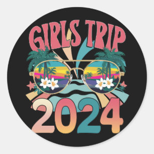 Groovy Girls Trip 2024 Weekend Summer Beach  Classic Round Sticker