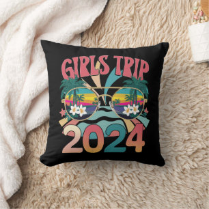 Groovy Girls Trip 2024 Weekend Summer Beach  Cushion