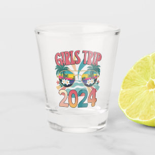 Groovy Girls Trip 2024 Weekend Summer Beach Shot Glass