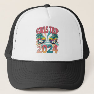 Groovy Girls Trip 2024 Weekend Summer Beach  Trucker Hat