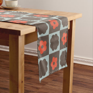 Groovy Girly Psychedelic Chequerboard, Y2K Short Table Runner