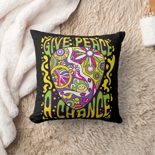 Groovy Give Peace A Chance Cushion (Blanket)