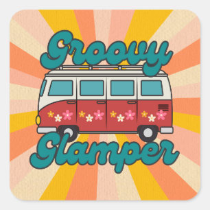 Groovy Glamper Square Sticker
