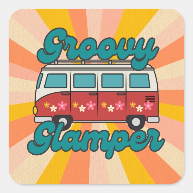 Groovy Glamper Square Sticker (Front)