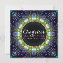 Groovy Glow Blacklight Bat Mitzvah Invitation