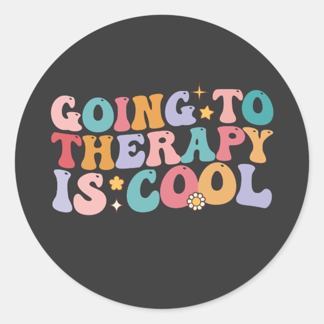 Groovy Going To Therapy Is Good Retro Classic Round Sticker (Front)